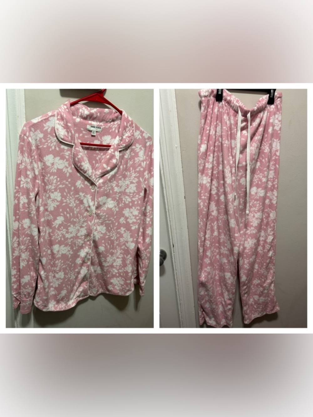 Super Soft Anne Klein Pink Floral Pajama Set Sz S Small Lounge Sleepwear 2-Piece